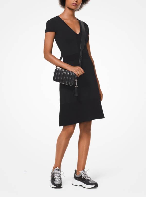 Damske Saty Michael Kors Stretch Knit V-Neck Čierne - Oblecenie Michael Kors Obchod | NFSBT-9182